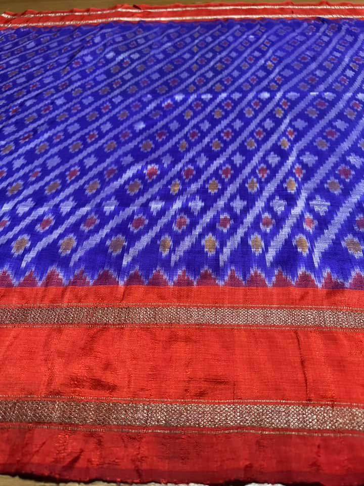 ซิ่น ไหมมัดหมี่ ผ้าปาโตล่า ขนาด 116x215ซม. ท้องผ้าสีม่วงเชิงส้ม รหัส N9-SIL-051768A27