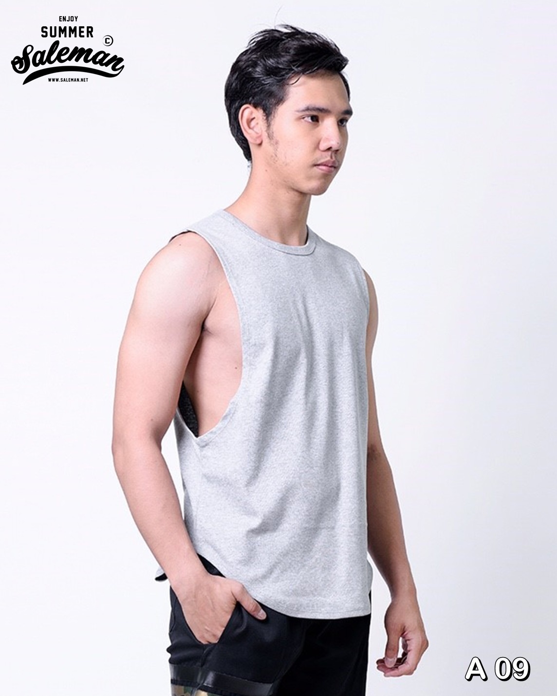 เสื้อกล้าม A 09 สีเทาอ่อน