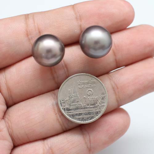 ER25068 ต่างหูมุกเซ้าซี ทองแท้ 18k นน.รวม 9.6 กรัม มุกแท้ 12 มิล