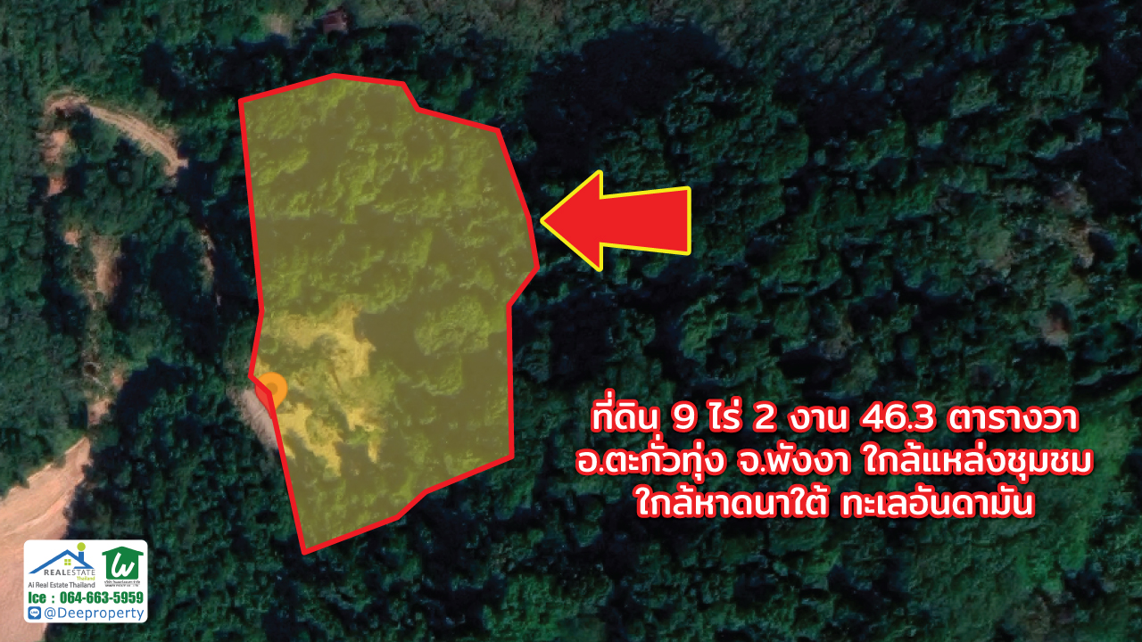 🏡ขายที่ดินพังงาซีวิว Sea View ขนาด 9-2-46.3ไร่ หลังเทศบาลโคกกลอย เข้าออกสะดวก ราคาถูก