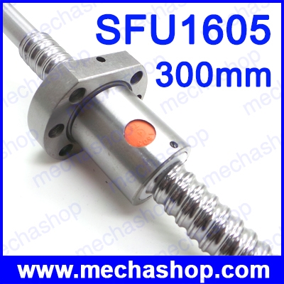 บอลสกรู 16mm 1605 Ball Screw Rolled C7 ballscrew SFU1605 300mm with one 1605 flange single ball nut