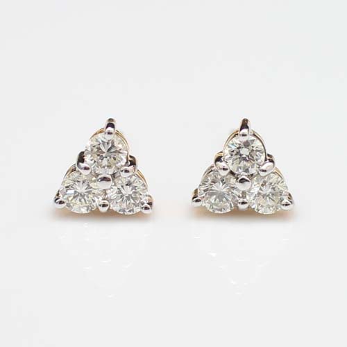 ER25061 ต่างหูเพชรมิตซู เพชรแท้ 6 เม็ด 0.98 กะรัต ทองแท้ 90% นน.รวม 3 กรัม เพชรไฟดี