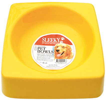 ชามอาหารสัตว์ทรงสี่เหลี่ยม SLEEKY สำหรับสุนัขและแมว ขนาดใหญ่ - ปากชามกว้าง 21 ซม.