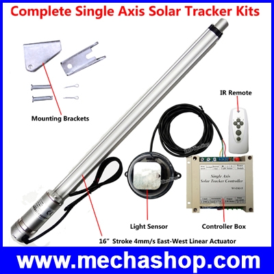 ชุดปรับมุมเอียงตามแสงอาทิตย์พร้อมระบบควบคุม Solar Tracker Single Solar Panel Tracking Kits 16" 12V DC Linear Actuator &Controller &Light Sensor &Remote (สินค้า Pre-Order)
