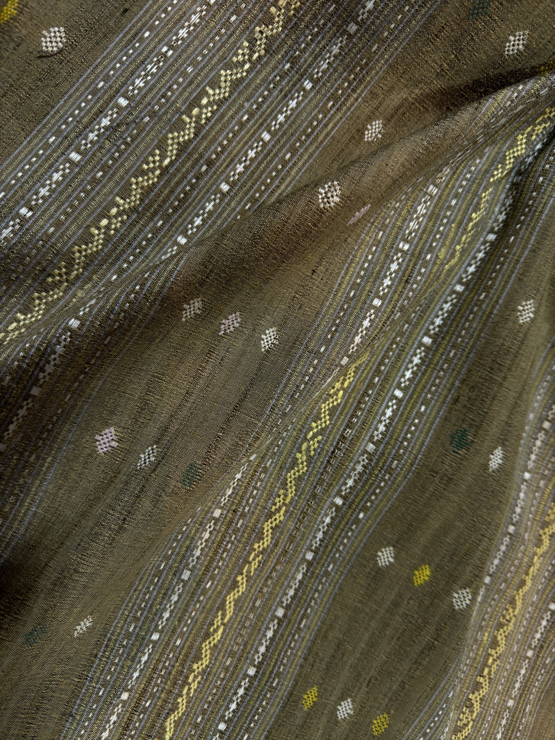 ซิ่นขิดไหม ต่อหัว ต่อเชิง ขนาด1x2เมตร สีเขียวทอง รหัส R4F-155-1246811