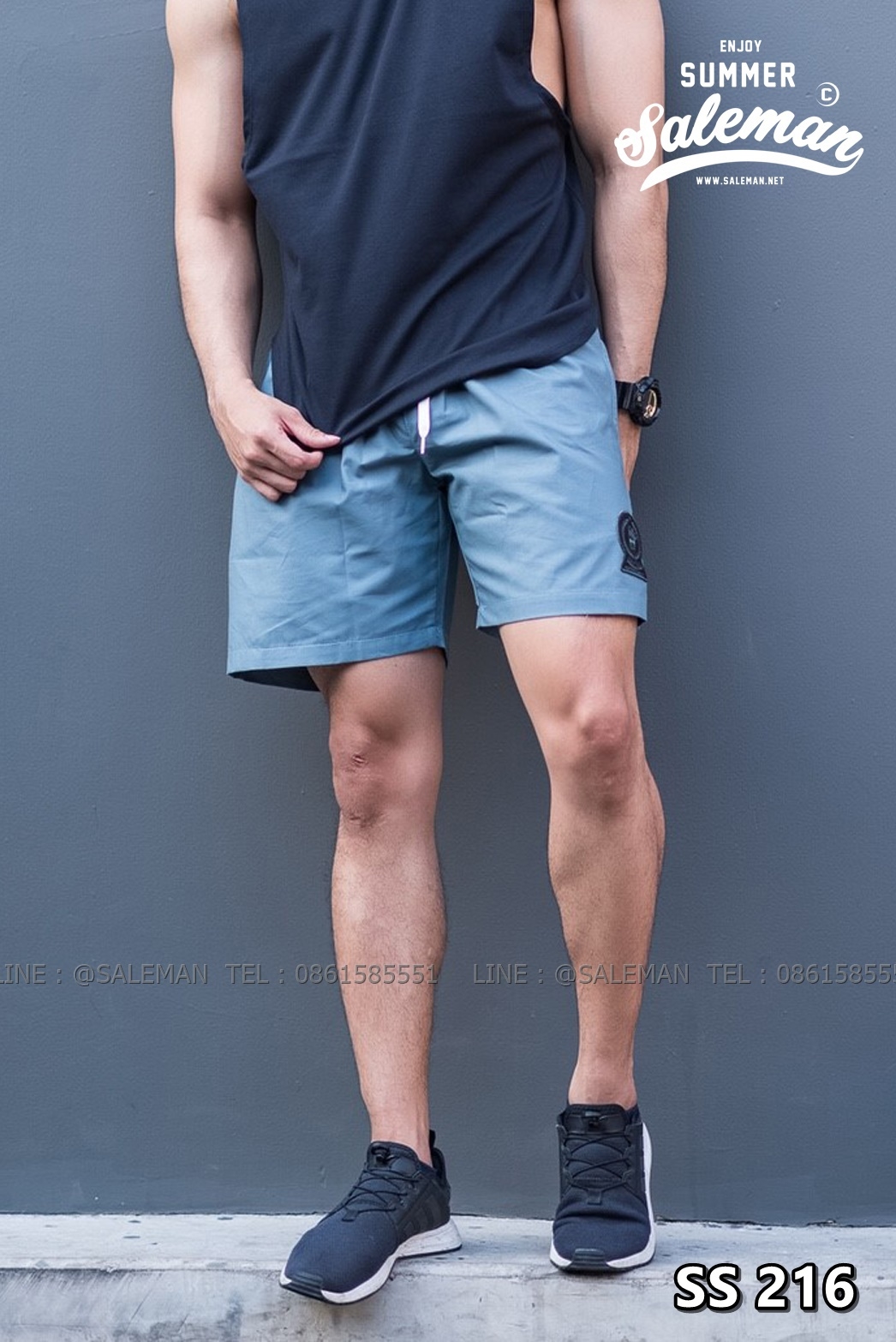 กางเกงขาสั้น พรีเมี่ยม ผ้า COTTON รหัส SS 216 สีเทาควัน