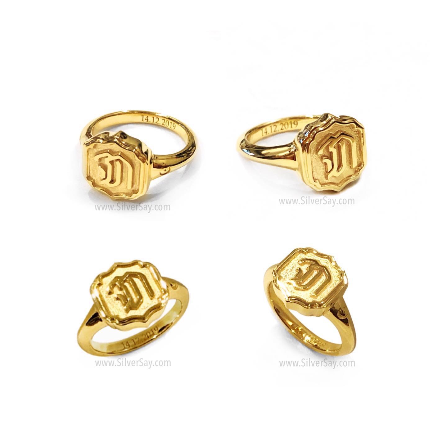 คัฟลิ้งค์-กระดุมข้อมือเสื้อเชิ้ต Cufflinks ตัวอักษรชื่อย่อคู่รัก "จภ" เงินแท้ 925 พ่นทราย-ตัดขอบเงา ชุบทองคำขาว