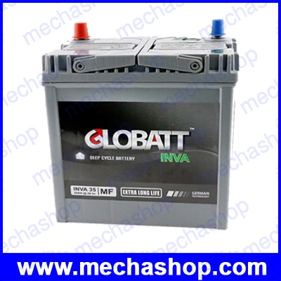 Globatt INVA แบตเตอรี่สำหรับเก็บพลังงานแสงอาทิตย์ ชนิด Deep Cycle เกรดระดับพรีเมี่ยม จ่ายกระแสไฟ (CCA) ได้สูงกว่าแบตเตอรี่ทั่วไป Globatt INVA 35AH