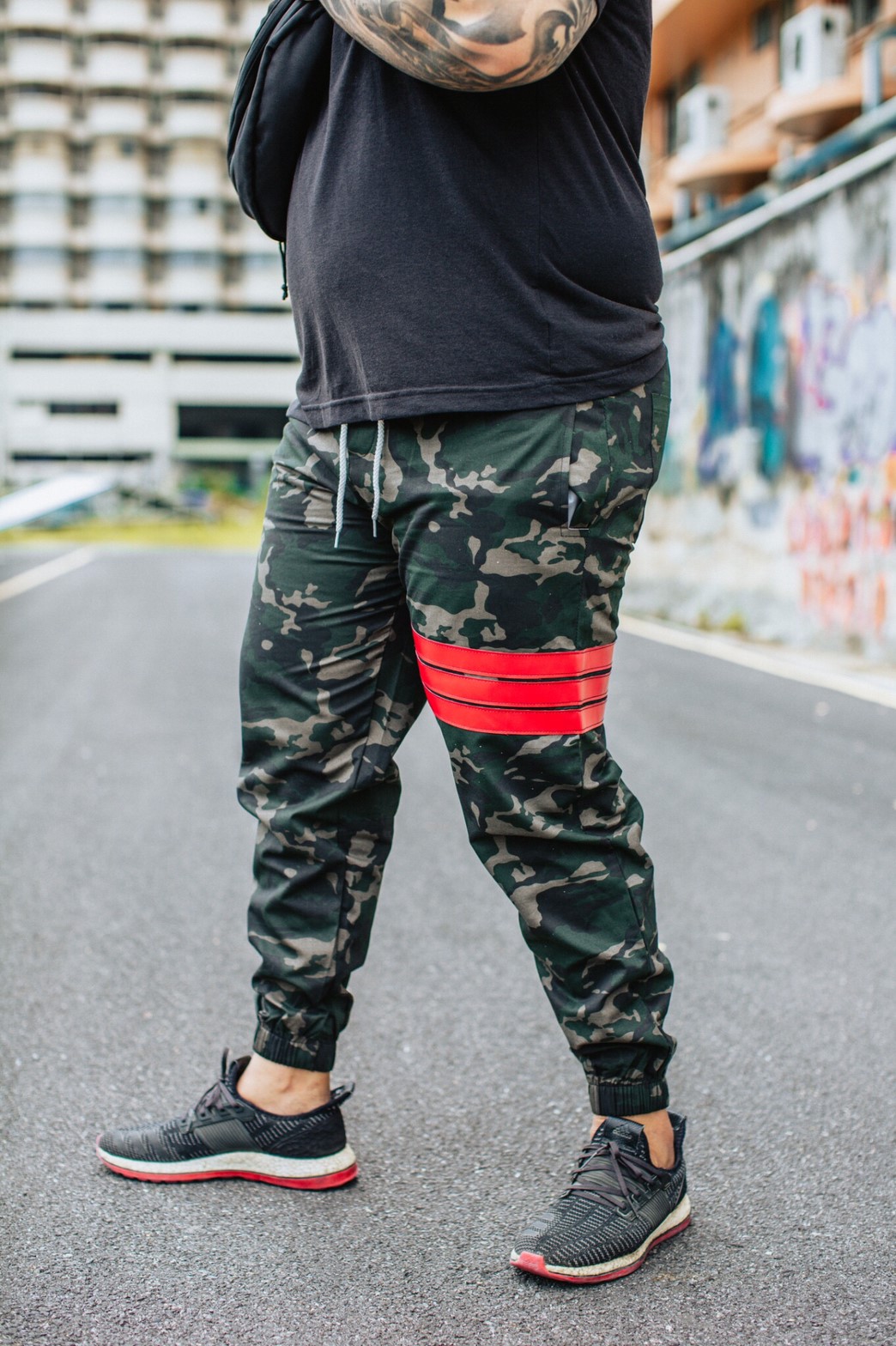 กางเกง Jogger ขาจั๊ม พรีเมี่ยม ผ้าCotton รหัส ขายาว SST 641 RR TAX ทหารแถบแดง