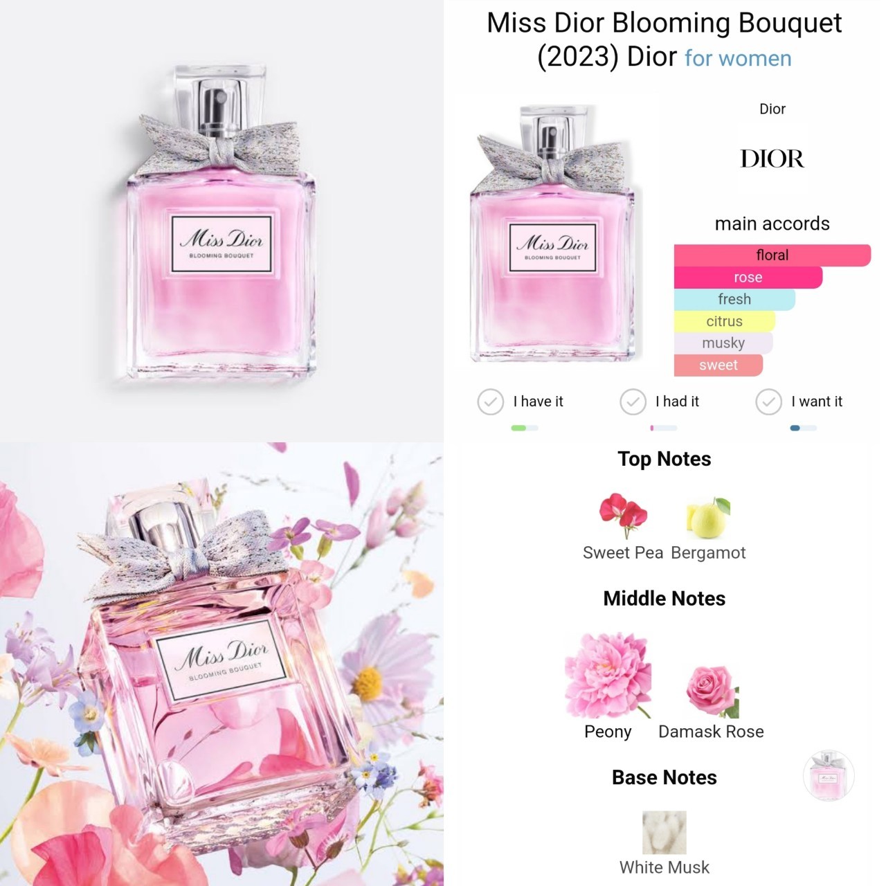 น้ำหอมแท้แบ่งขาย Christian Dior Miss Dior Blooming Bouquet eau de toilette โบว์ผ้า💕Travel Size แบบทดลอง