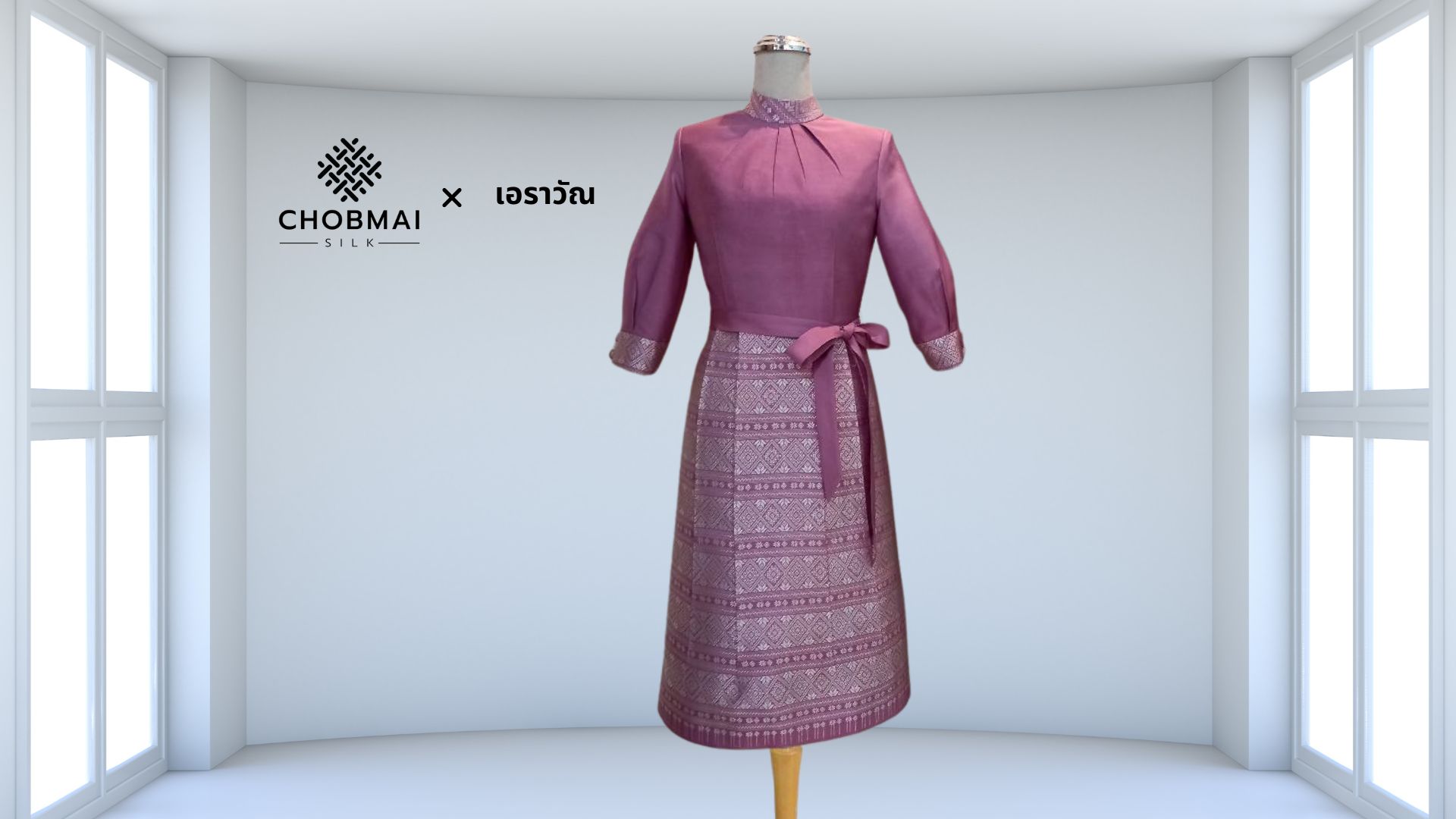 แบบตัดชุด เดรสผ้าไหม (ไม่รวมผ้า) chobmai x ARW รหัส CUT-ARW-0213671