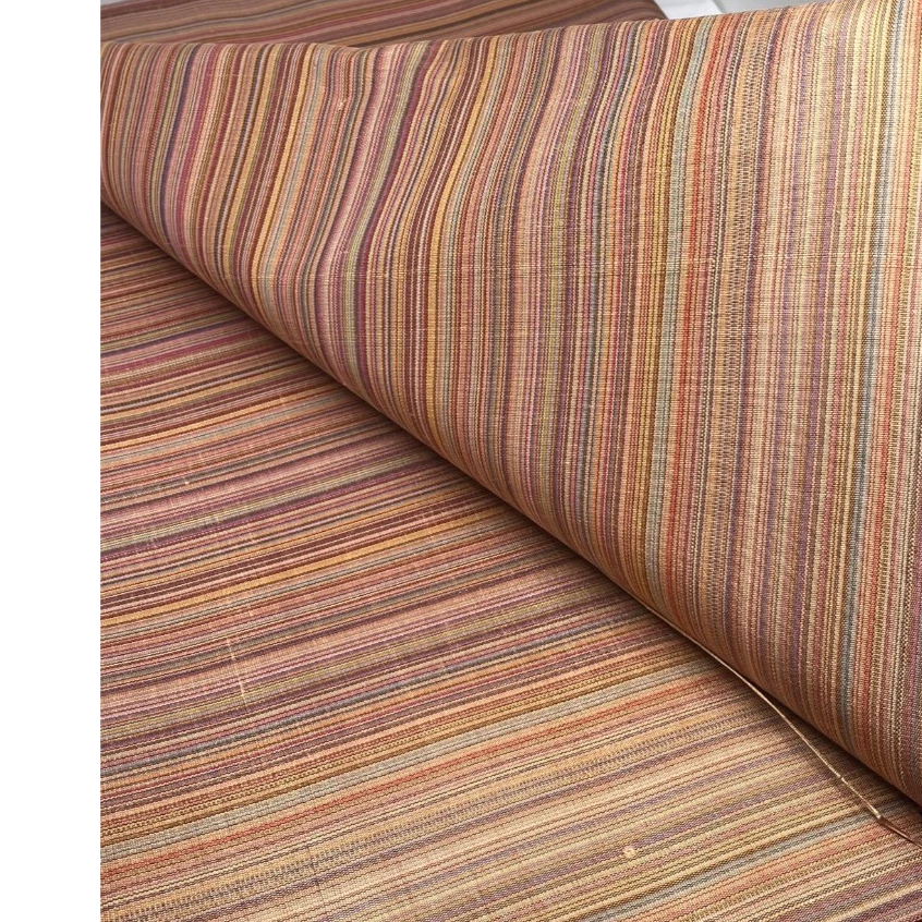 ผ้าไหม ลายริ้ว ไหมแท้ multicolor สีน้ำตาล ขายตามความยาวหลา รหัส MC-76-P4400