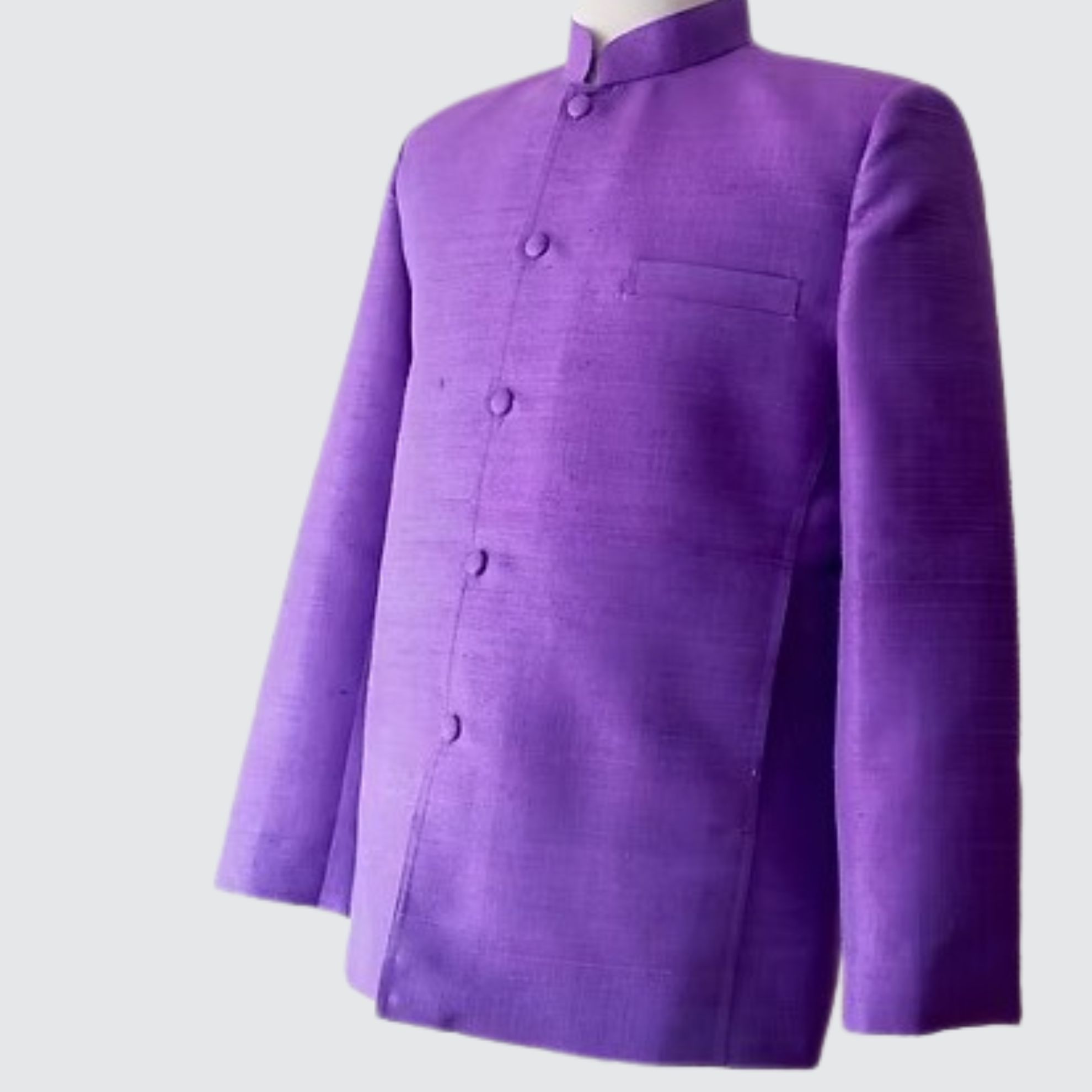 เสื้อสูทพระราชทาน แขนยาว ไหมสีพื้นเนื้อหยาบเบา | ตัดเย็บตามรูปร่าง | เลือกสีผ้า ส่งไซส์ได้