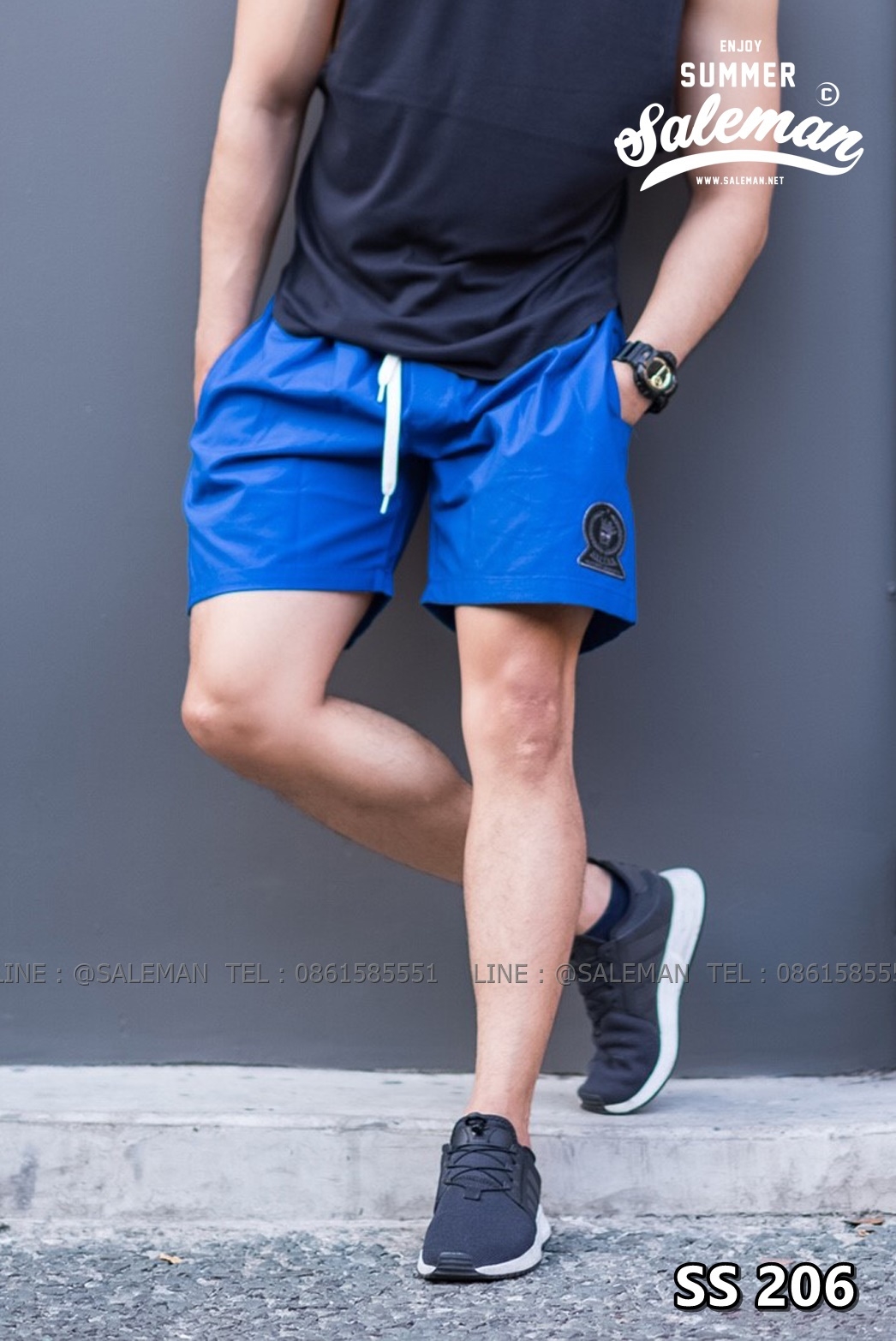 กางเกงขาสั้น พรีเมี่ยม ผ้า COTTON รหัส SS 206 สีน้ำเงิน