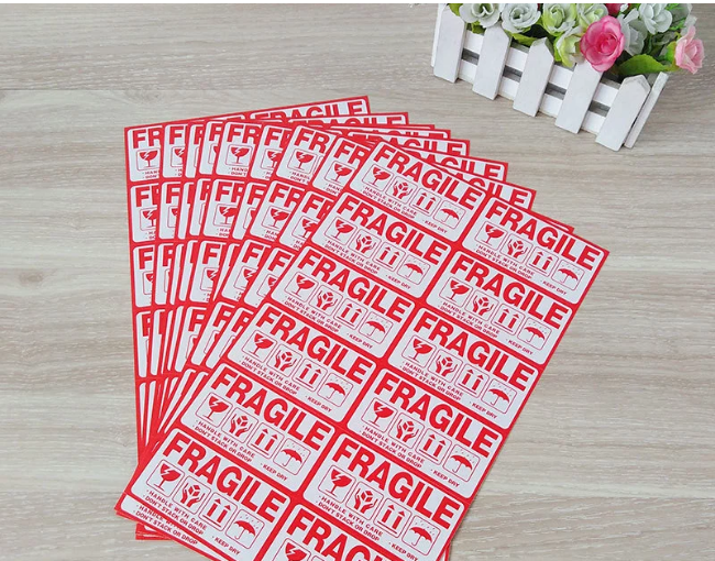 สติ๊กเกอร์แจ้งเตือนแบบแปะกล่อง 100 แผ่น/แบบ