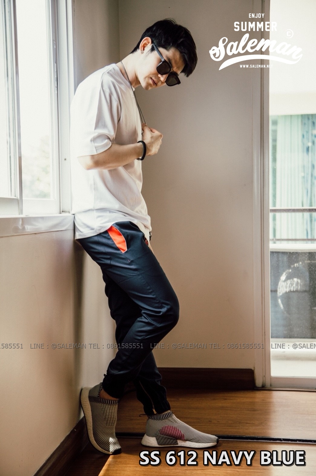 กางเกง JOGGER พรีเมี่ยม ผ้า COTTON รหัสSS 612 NAVY BLUE