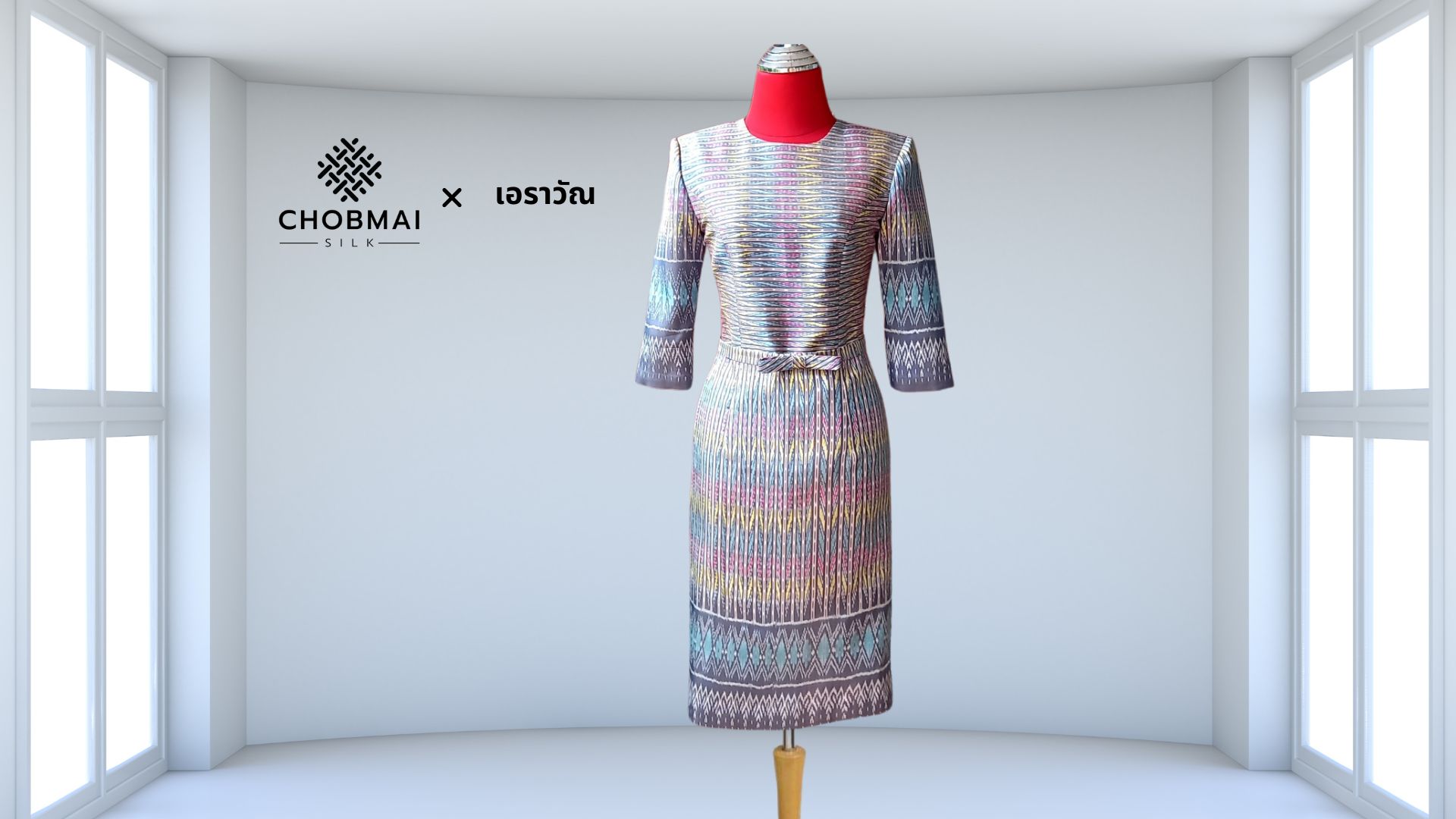 แบบตัดชุด เดรสผ้าไหม (ไม่รวมผ้า) chobmai x ARW รหัส CUT-ARW-0213686