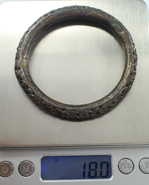 SI0083 กำไลเงินฉลุลลาย 2 อัน(1คู่) นน.รวม 31.7 กรัม งานเก่าสวย