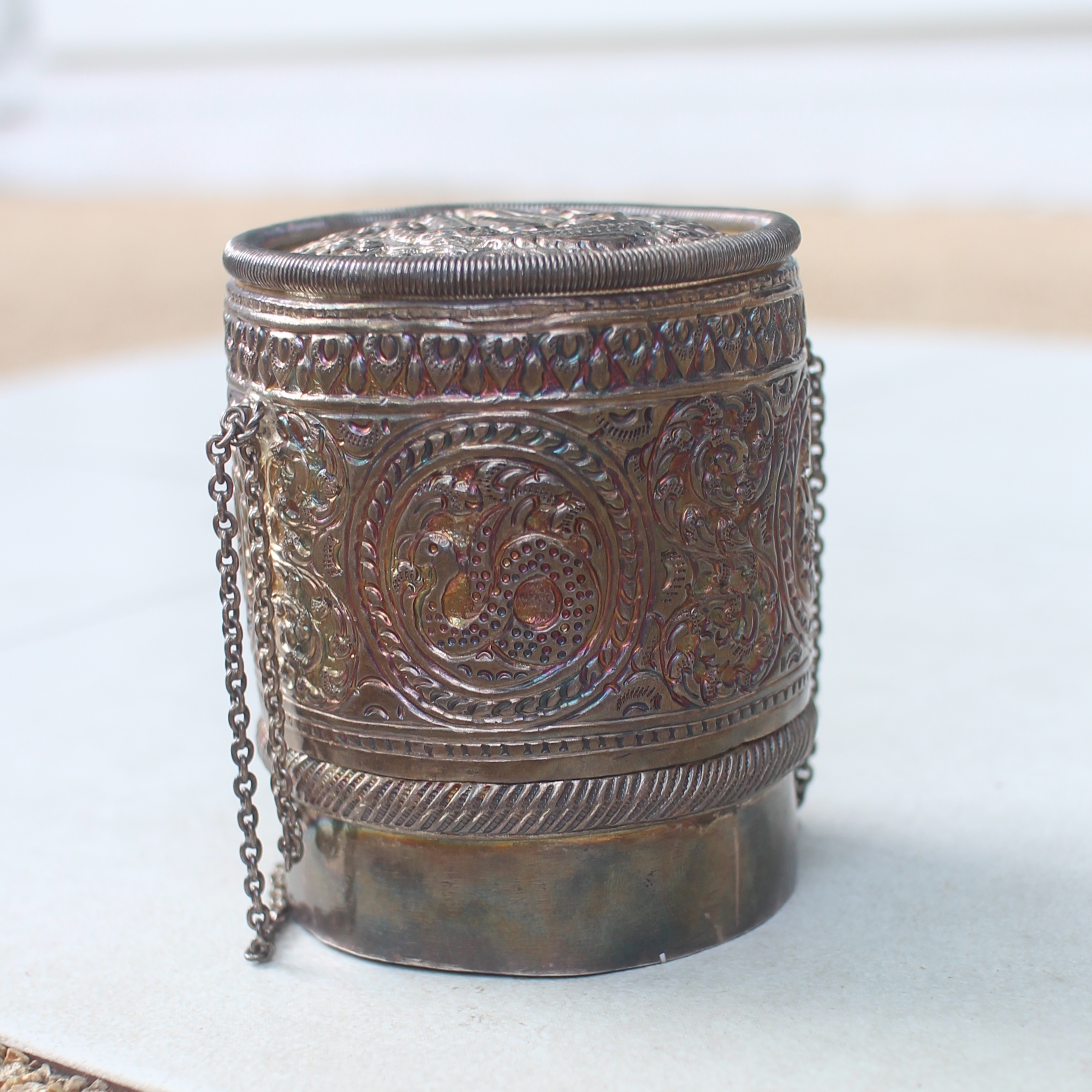 SI361 กระติ๊บข้าวเหนียว ช้างสามเศีนร เงินแท้ 92.5% นน. 246 กรัม