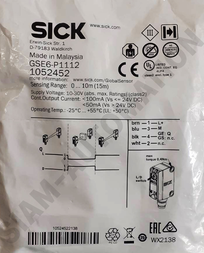GSE6-P1112 1052452 SICK Photoelectric Sensor