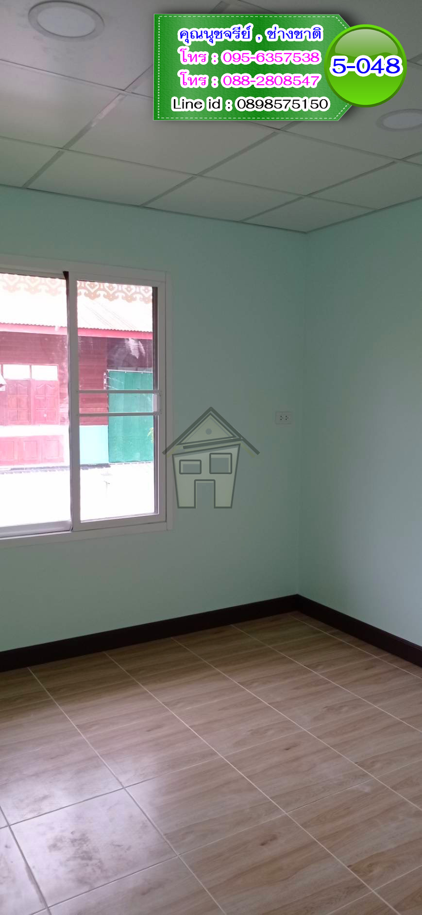 5-048 - บ้านน็อคดาวน์สองชั้นสีน้ำตาล - หลังใหญ่ - ทรงจั่ว