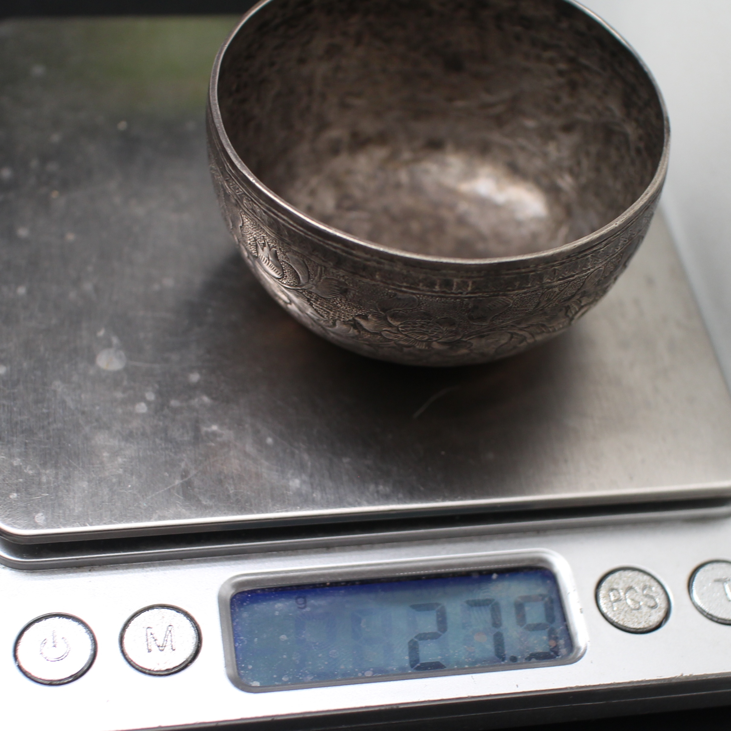 SI360 ขันเงินจิ๋วลาย ดอกไม้ เงินแท้ 92.5% นน.รวม 27.9 กรัม