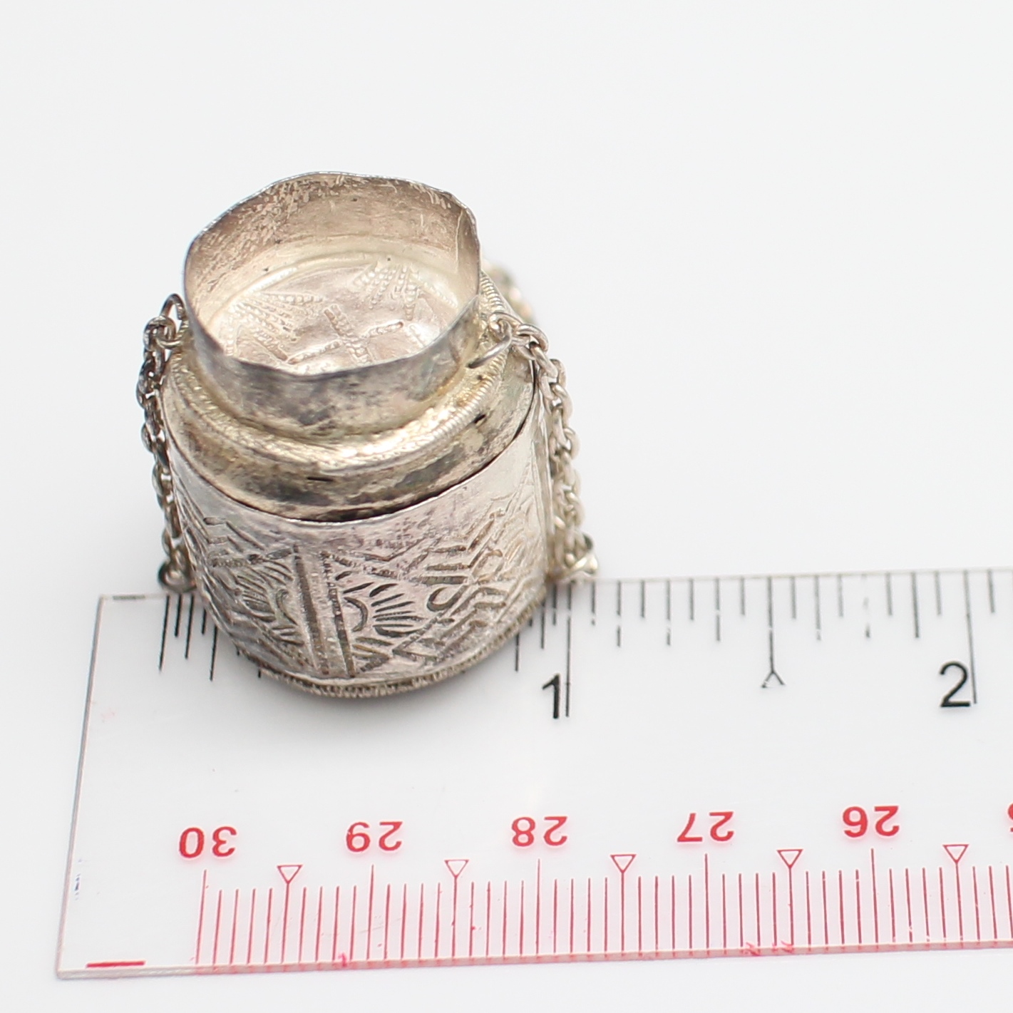 SI358 กระติ๊บเงินจิ๋ว ลายสาน เงินแท้ 92.5% นน.รวม 10.4 กรัม