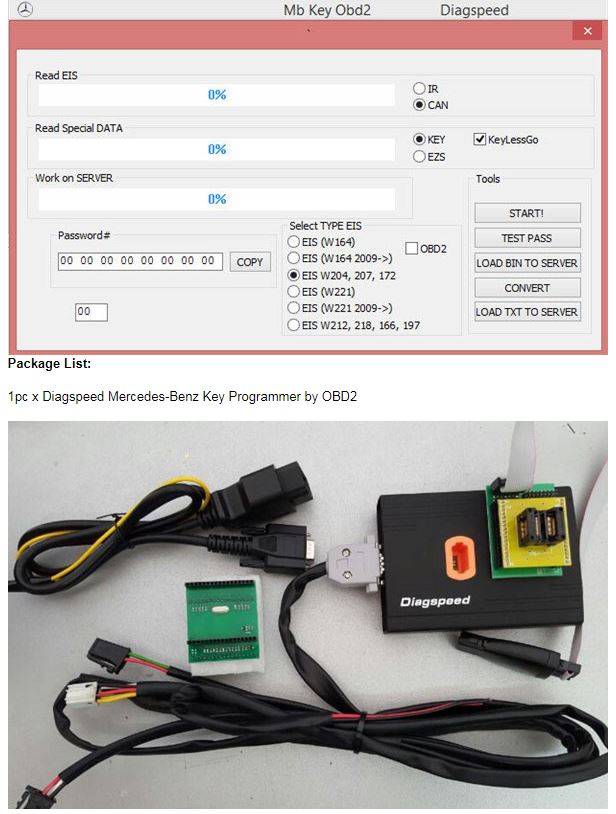 เครื่องมือโปรแกรมกุญแจ และ Renew กล่องควบคุบอื่นๆ 2017 Original MB Key OBD2 for Mer-cedes Be-nz Key Programmer(Powerful than VVDI for Benz BGA Tool) Supports All keys Lo