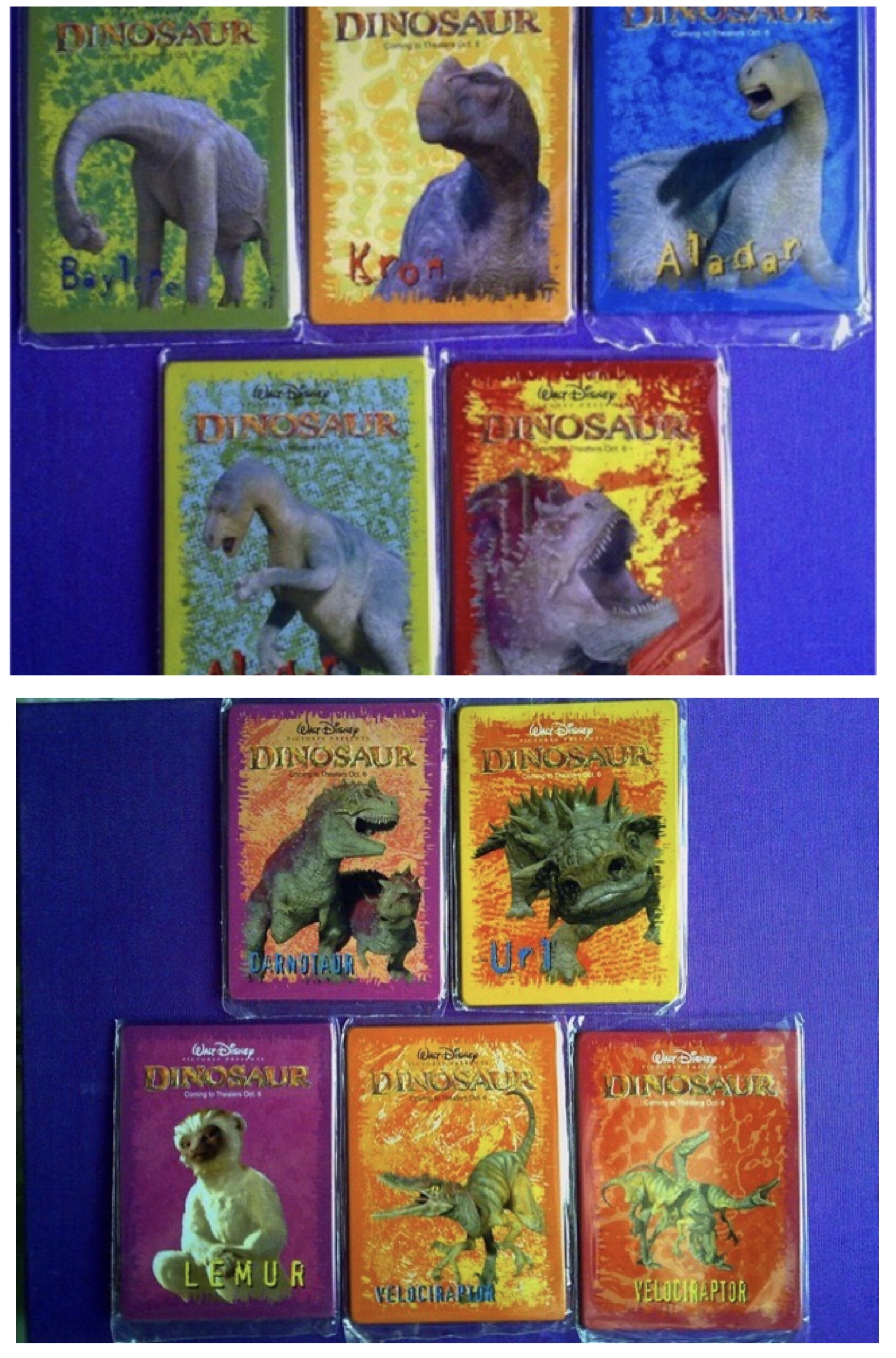 Dinosaur By Walt Disney Set 1-2 (1 ชุด มี 10 ใบ) กล่องเหล็กอาจเก่าหน่อย Iron Card 7-11 Box Set เป็นการ์ดเหล็กที่ทำขึ้นพิเศษ ปัจจุบัน การ์ดสะสมชนิดนี้หายากมาก