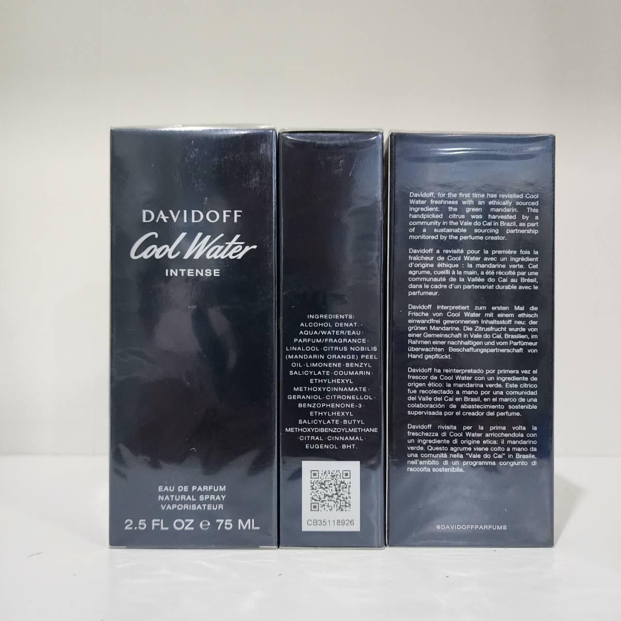 น้ำหอมแท้ Davidoff cool water intense 75ml. กล่องซีล