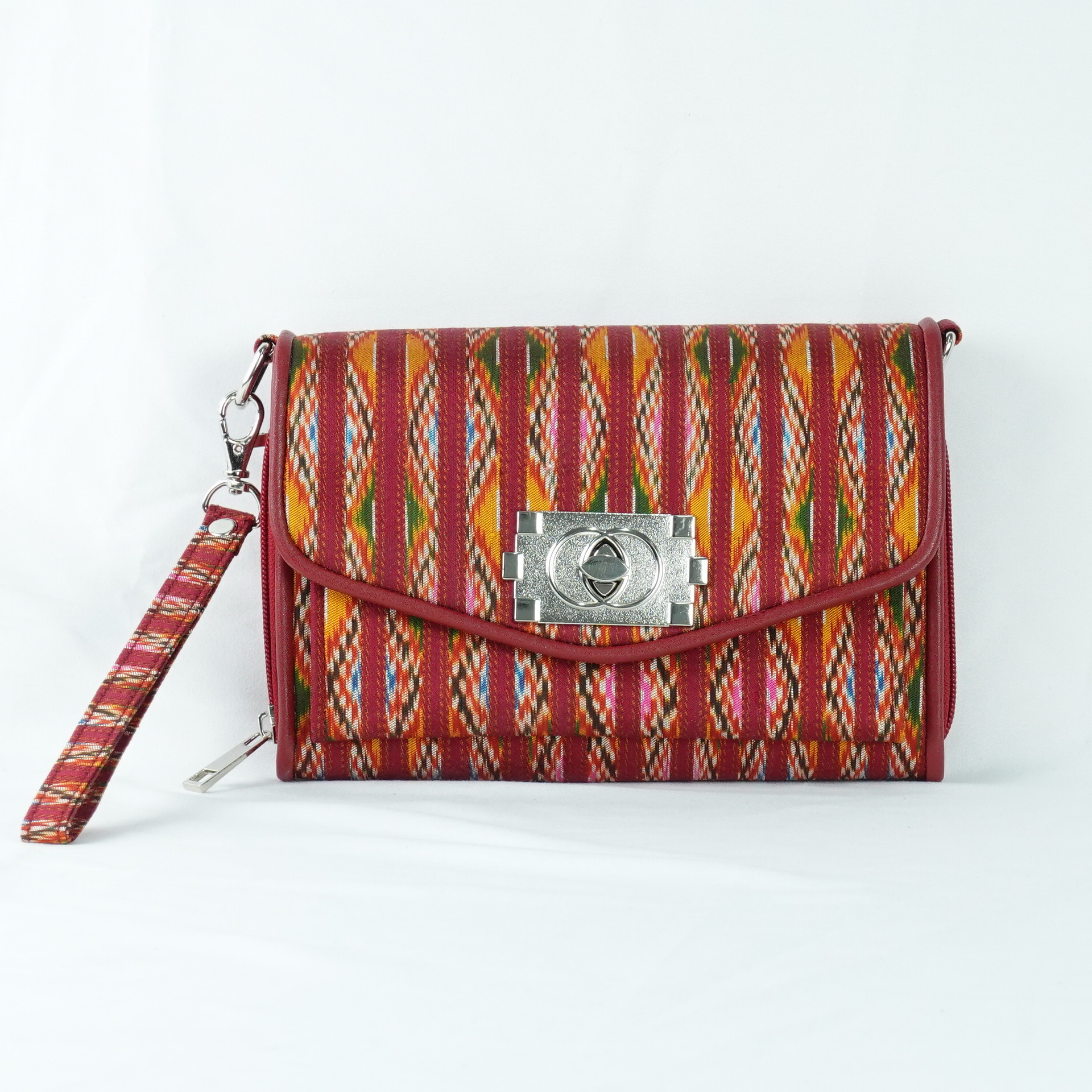 กระเป๋าถือไหมแท้ทรงคลัทช์ พร้อมสายสะพาย ขนาด 15x20ซม.สีแดง รหัส GO-TT-060568164