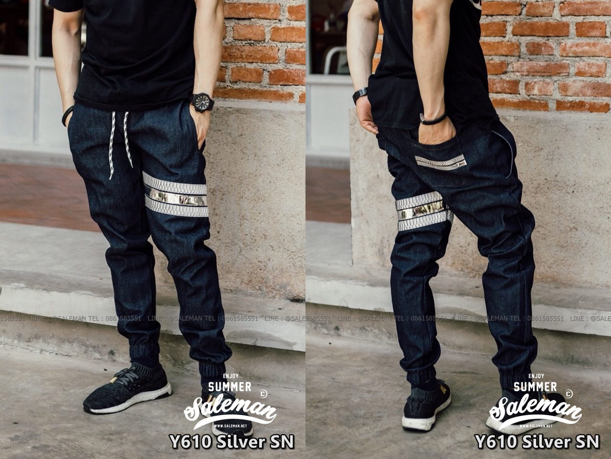 กางเกงขายาวยีนส์ รหัส Y 610 Silver SN