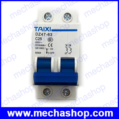 เซอร์กิตเบรกเกอร์ อุปกรณ์เปิดปิดวงจรไฟฟ้า DZ47-63-C25 AC 400V 25A 50/60Hz 2Pole AC Circuit breaker C Type ผ่านมาตรฐาน CE ,IEC60898