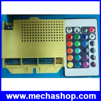 ชุดอุปกรณ์ควบคุมหลอดไฟ LED common anode IR 24key remote three RGB led strip music controller DC12V 250W