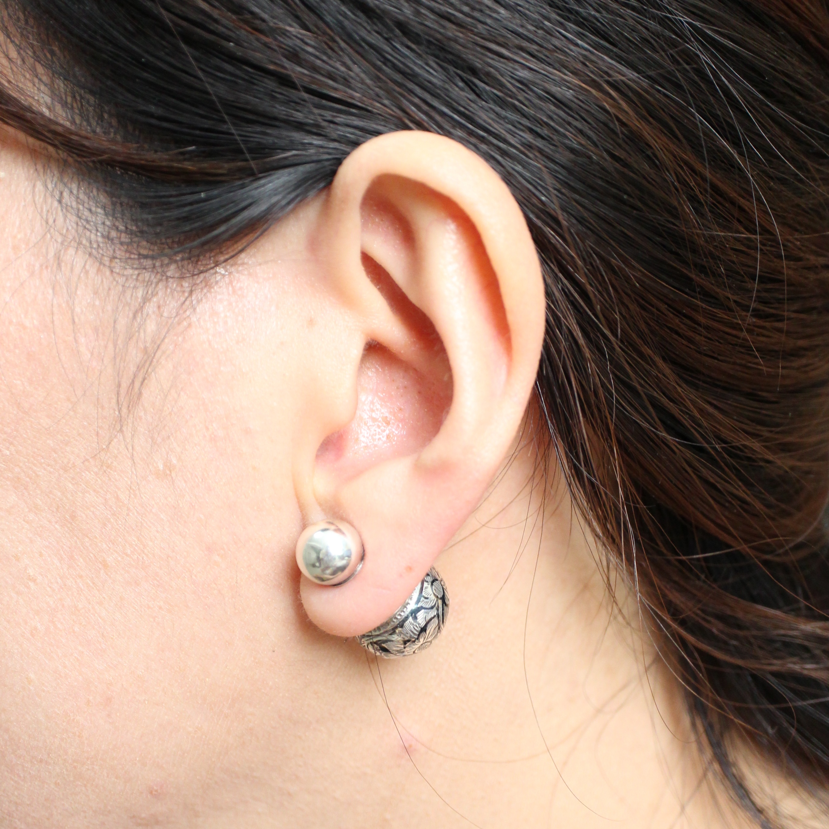 SI472 ต่างหูดิออร์ถมเงิน เงินแท้ 92.5% นน. 14.5 กรัม