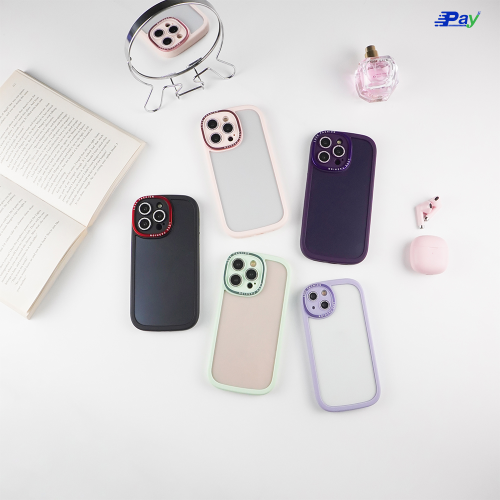 เคสโทรศัพท์ iPhone Roman เคสใส ขอบสี TPU เลนส์กล้องประดับเพชร สำหรับ 14ProMax/13/11