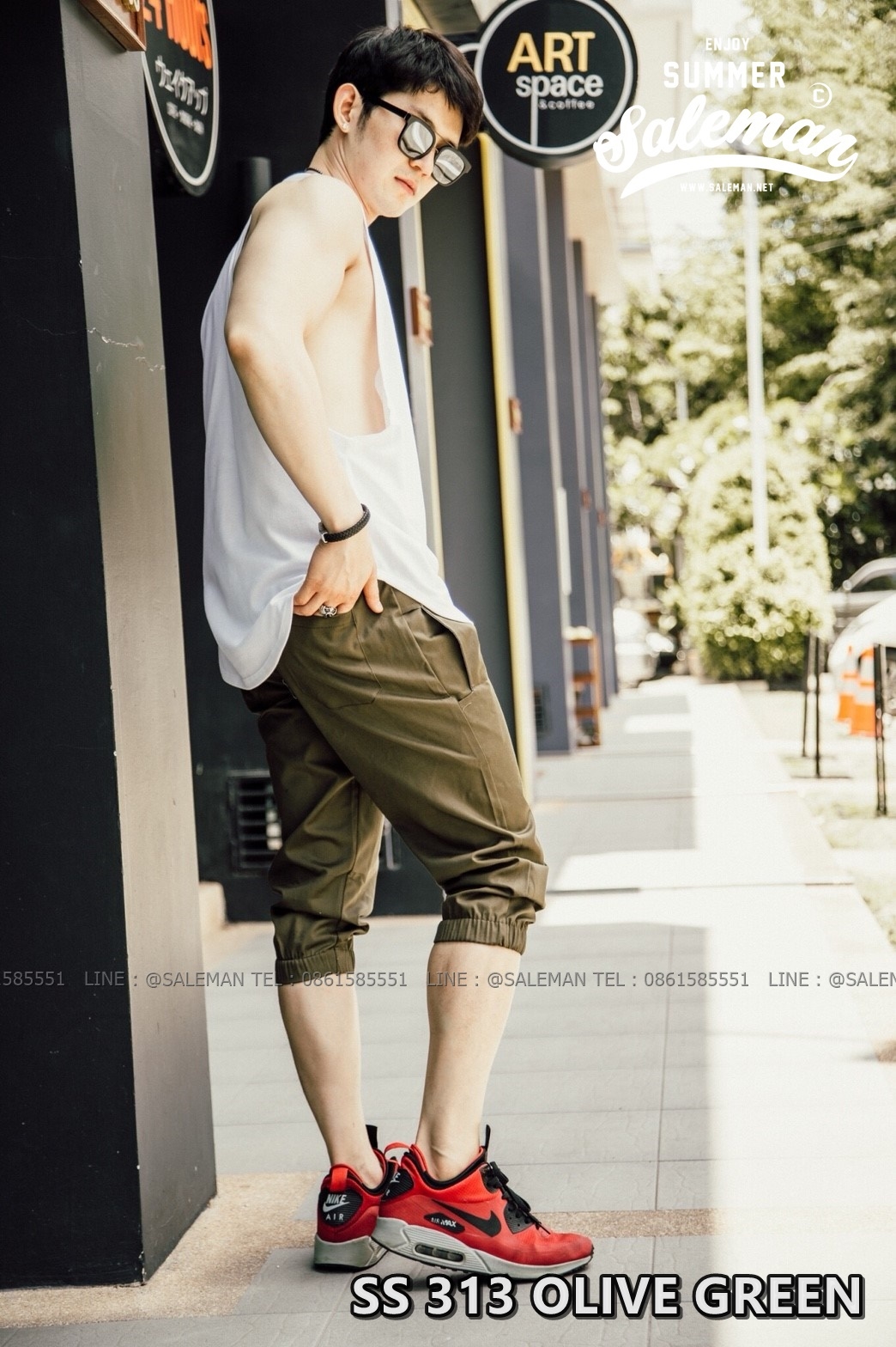 กางเกงสามส่วน พรีเมี่ยม ผ้า COTTON รหัส SS 313 OLIVE GREEN ขี้ม้า