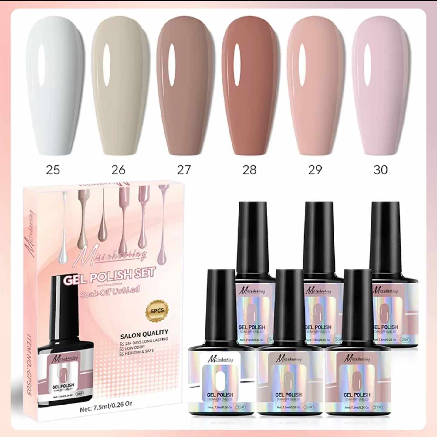[6สี/เซต] ชุดสีเจลทาเล็บ แบรนด์ Misscheering ขนาด7.5ml
