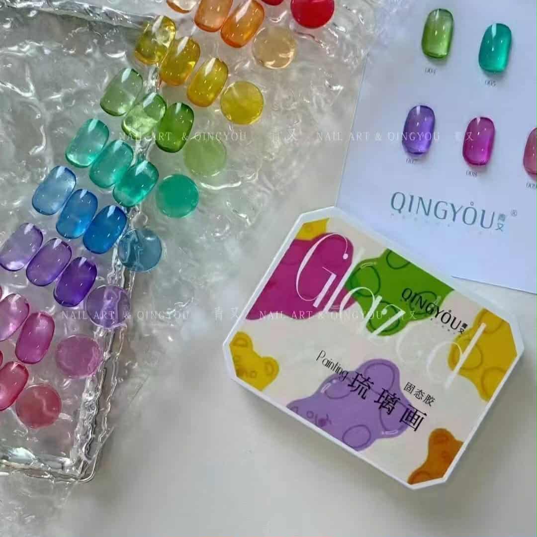 เจลเพ้นท์เล็บ เจลไซหรับ QINGYOU GLAZED สีลูกกวาด เนื้อแก้วใส วาวฉ่ำ