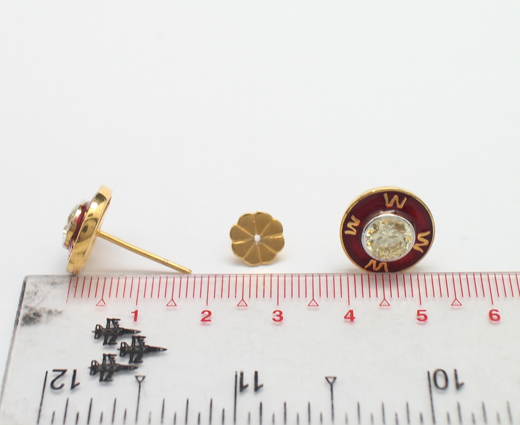 SI219 ต่างหูพลอยขาว ตัวเรือนเงินลงยา เงินแท้ นน.5.7 กรัม