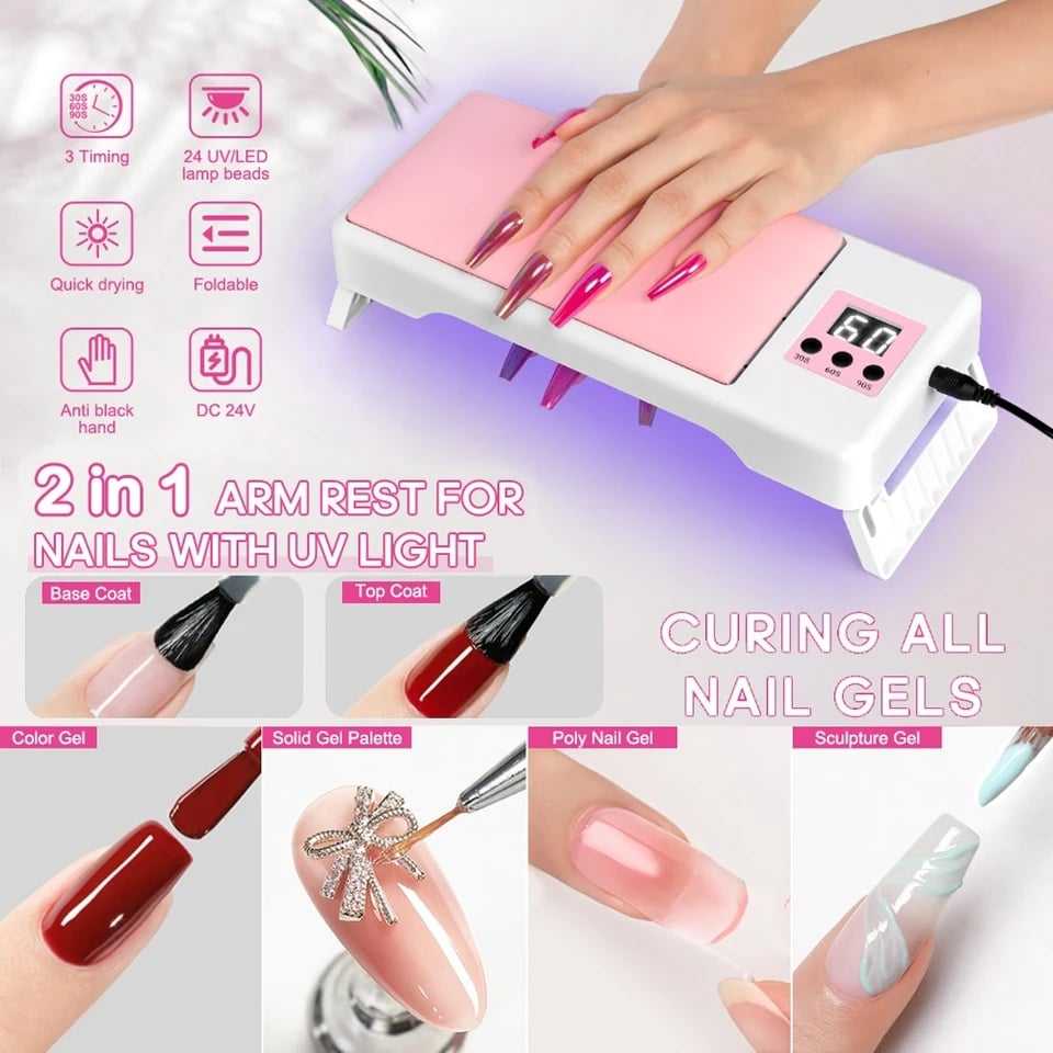 เครื่องอบเล็บเจล UV/LED แบบมีหมอนรองมือในตัว 72w