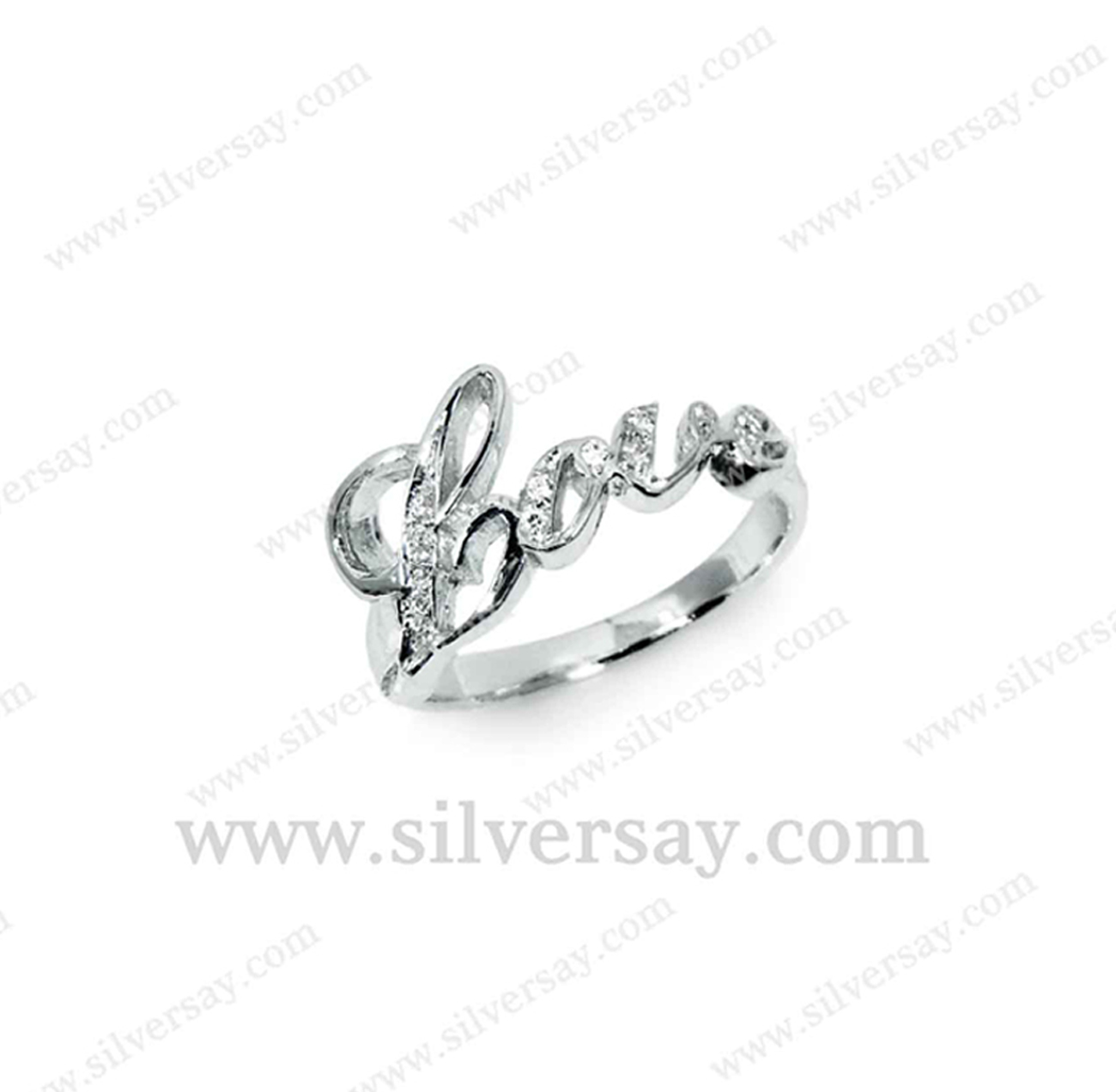 แหวนฉลุตัวอักษร "Love" ฝังเพชรสวิส