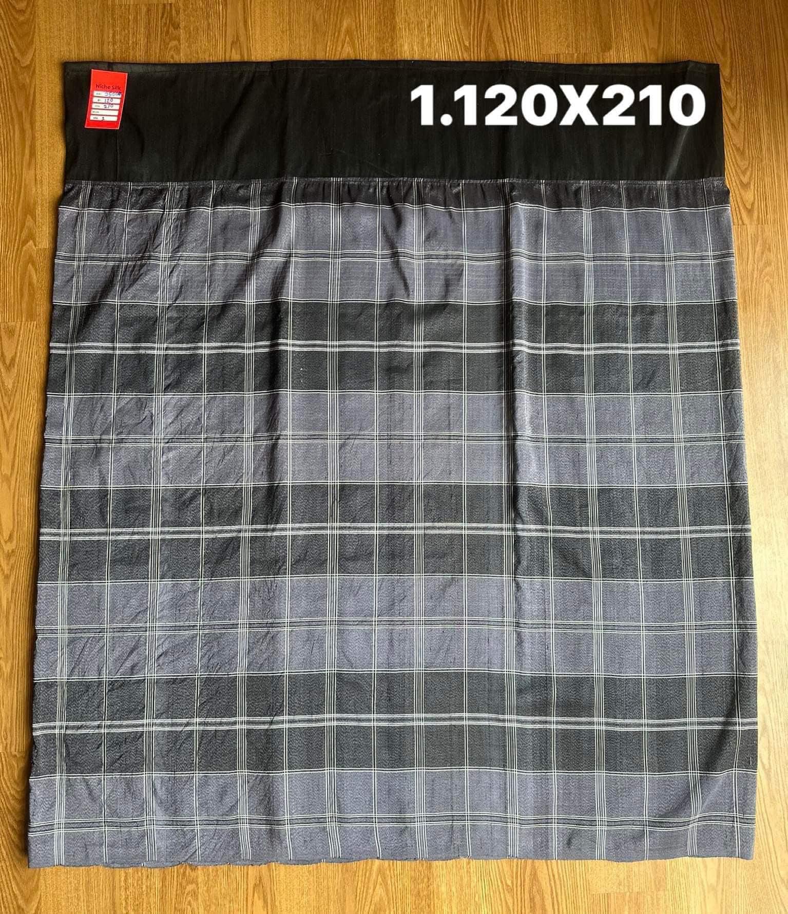 โสร่ง ไหมบ้านสีธรรมชาติ ขนาด 120x210ซม พื้นสีดำ รหัส N9-SIL06086613