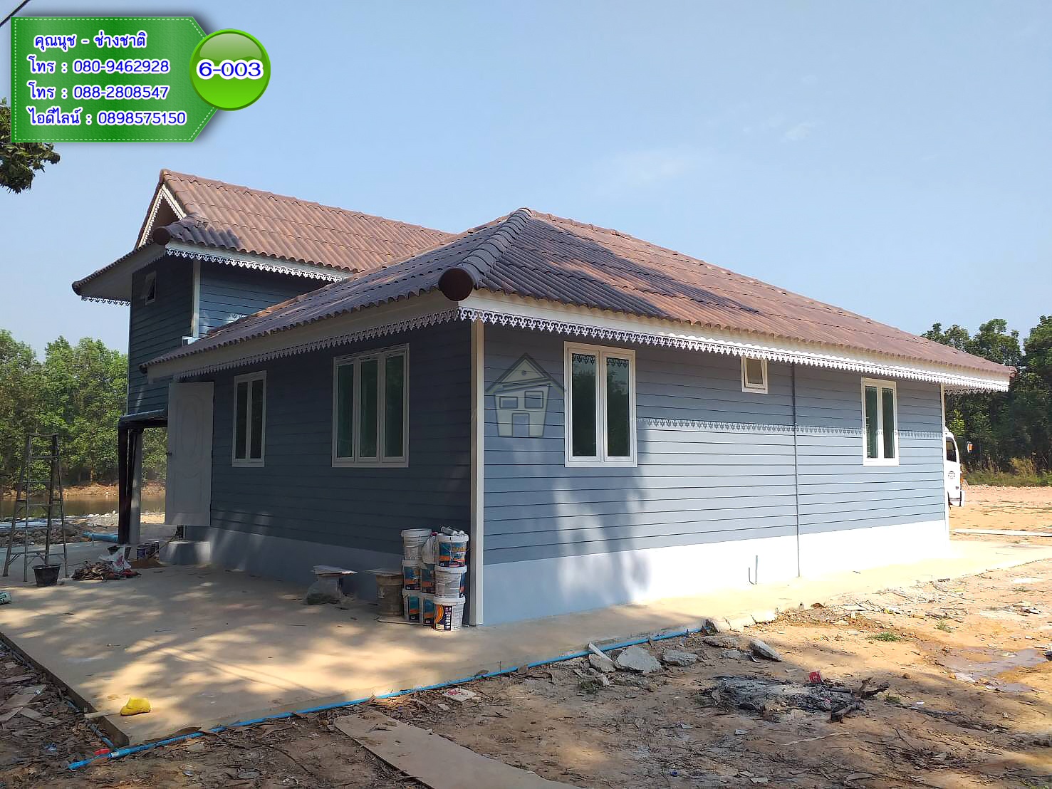 6-003 บ้านน็อคดาวน์ทรงปั้นหยาผสมมะนิลา