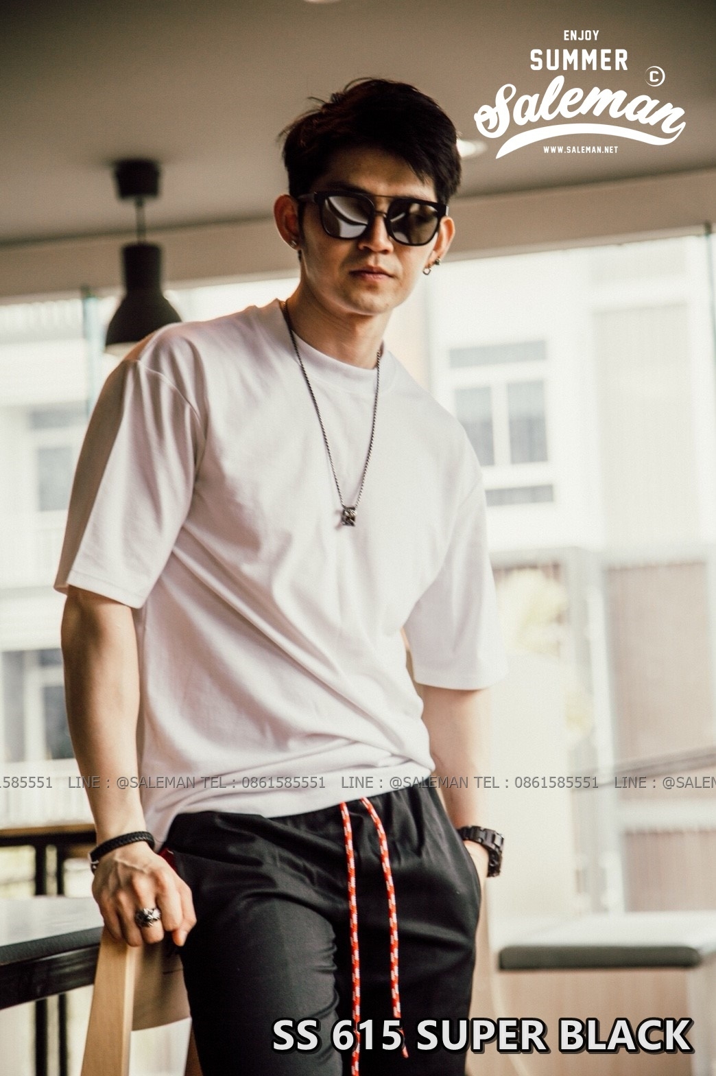 กางเกง JOGGER พรีเมี่ยม ผ้า COTTON รหัส SS 615 SUPER BLACK