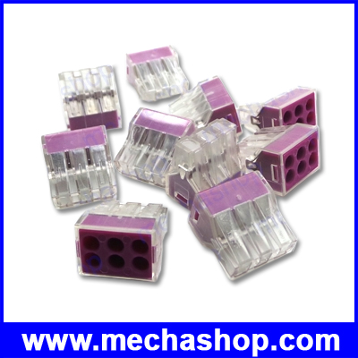 10ชิ้น เทอมินอลบล็อก จังชั่นบล็อก เทอมินอลสายไฟ ขั้วต่อสายไฟ PCT-106 Push wire wiring connector For Junction box 6 pin conductor terminal block