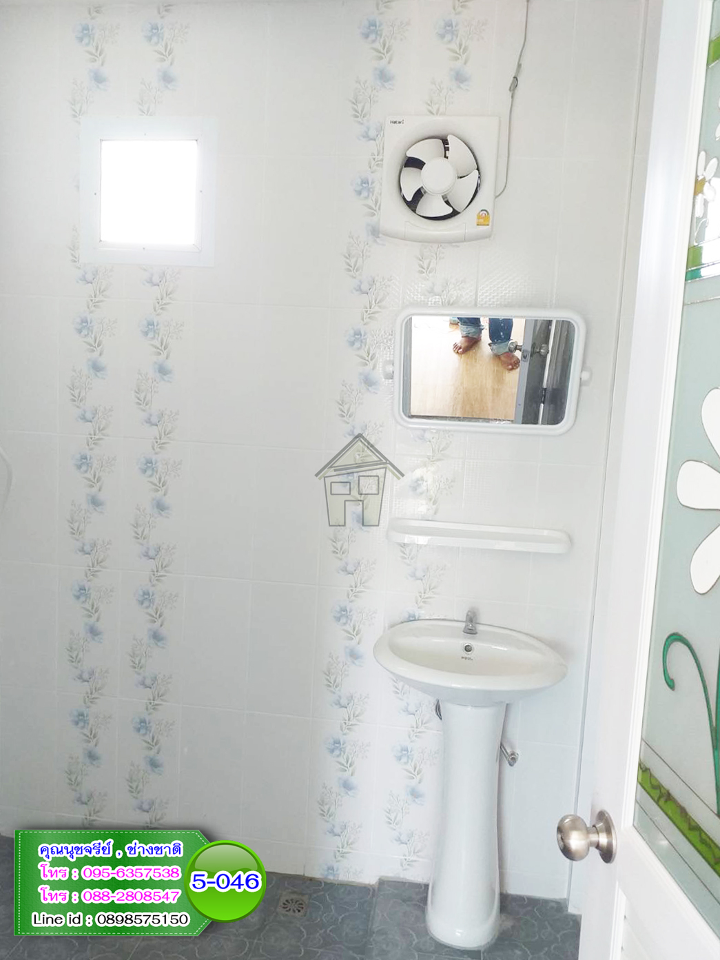 5-046 - บ้านน็อคดาวน์สองชั้นสีฟ้า - หลังใหญ่ - ทรงจั่วมุกซ้อน