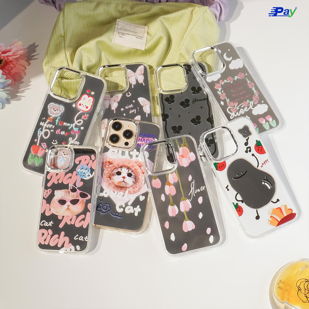 เคสโทรศัพท์ iPhone ลายการ์ตูน ขอบTPUนิ่ม หลังกระจกเงา สำหรับ 14ProMax/14/11