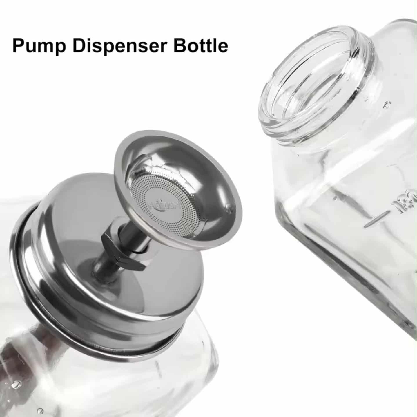 ขวดปั๊มแก้ว หัวสแตนเลส ขวดปั๊มน้ำยาล้างเล็บ ขวดกดแอลกอฮอล์ ปั๊มน้ำยาต่างๆ 180ml