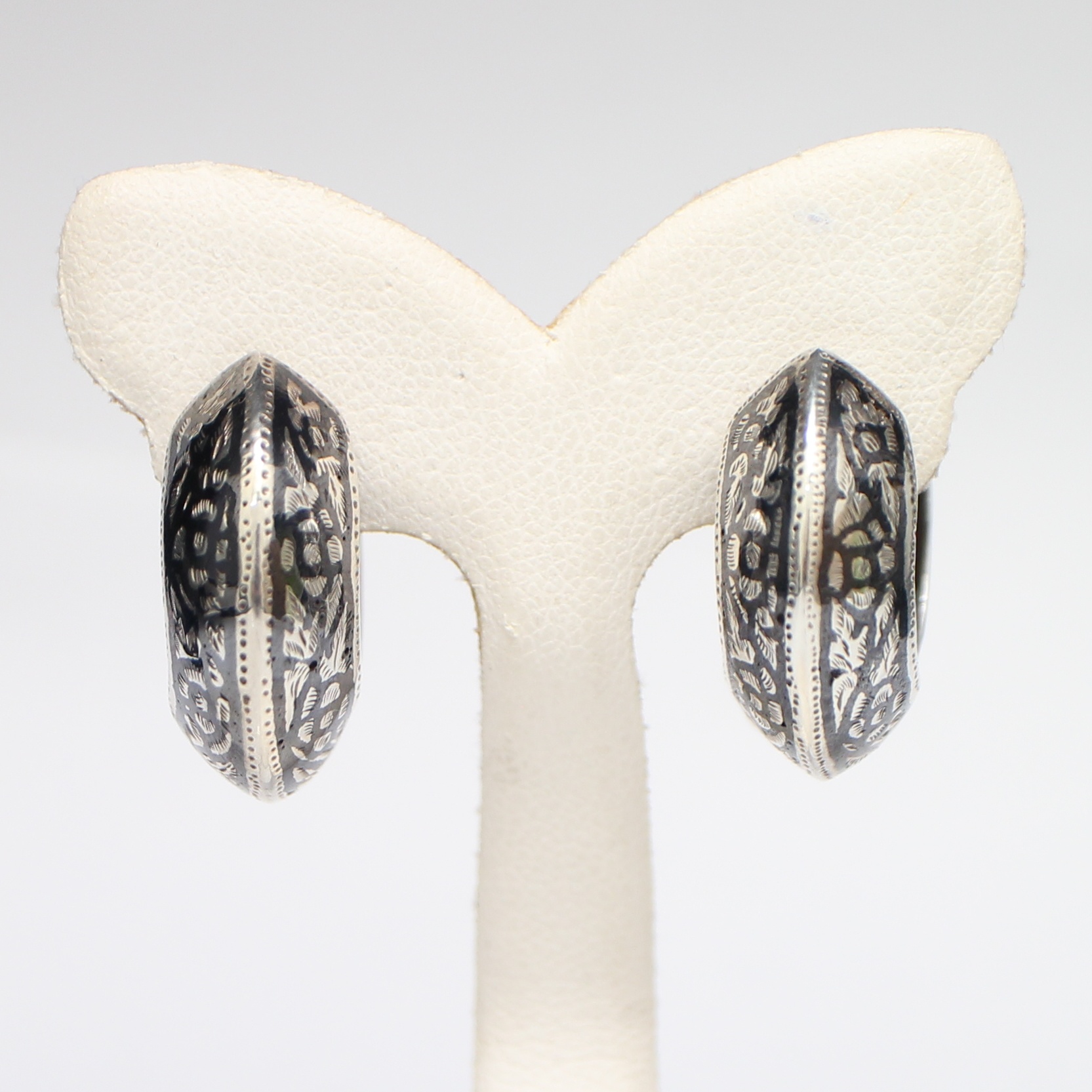 SI475 ต่างหูถมเงินหน้าจั่ว เงินแท้ 92.5% นน. 12.32 กรัม